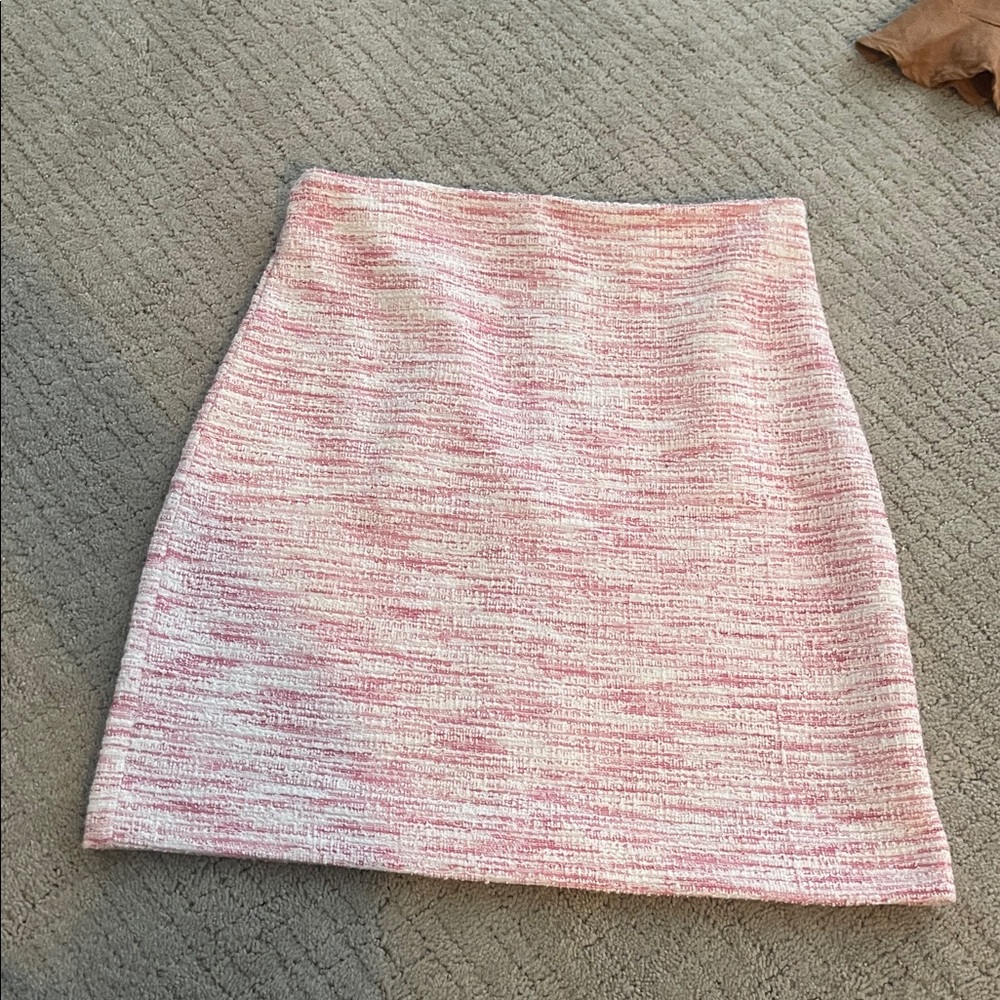 LOFT Pink and White Textured Skirt